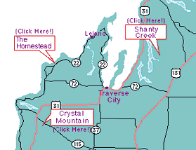 Travers City Ski Lodging Map